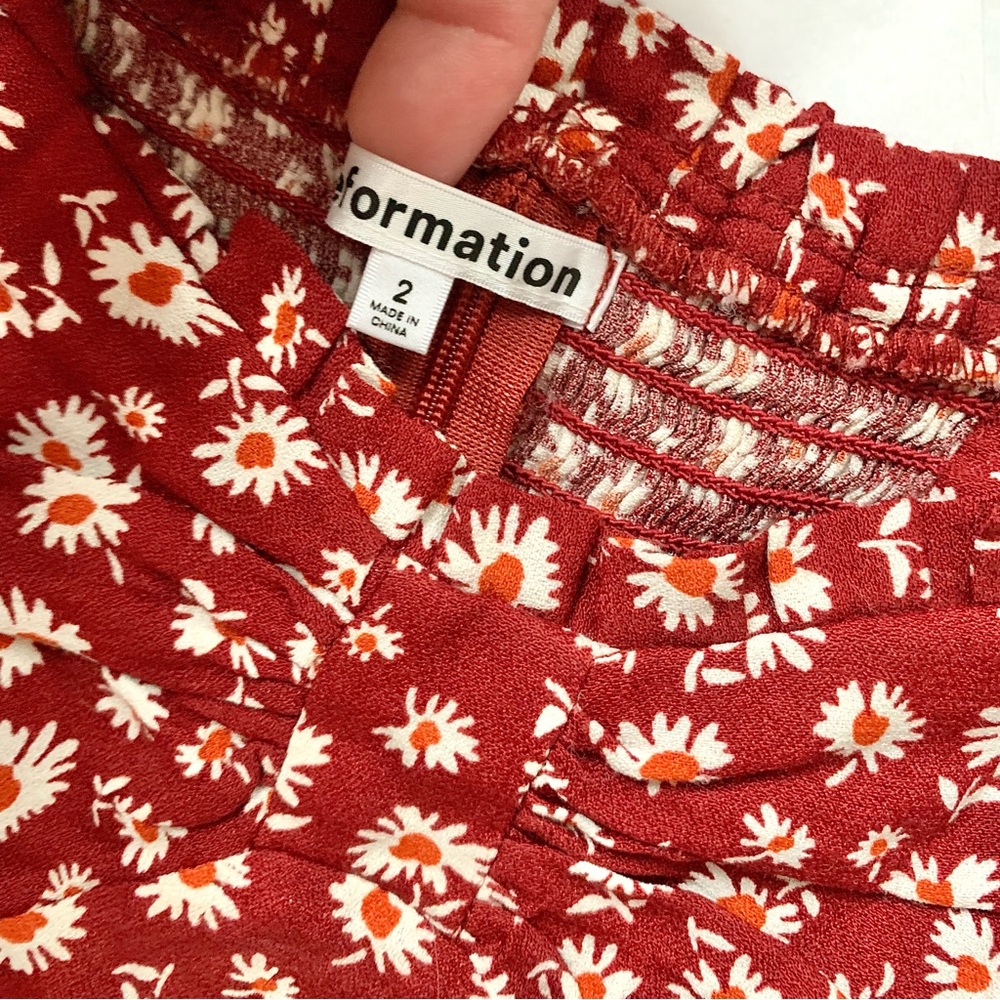 Reformation Meriah Peasant Top in Red Cary Floral Cottagecore sz 2 - Picture 6 of 16